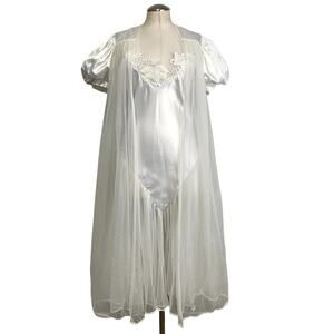 Vtg 80s Henson Kickernick Stunning Peignoir Slip Night Gown Robe Set Fairy Core